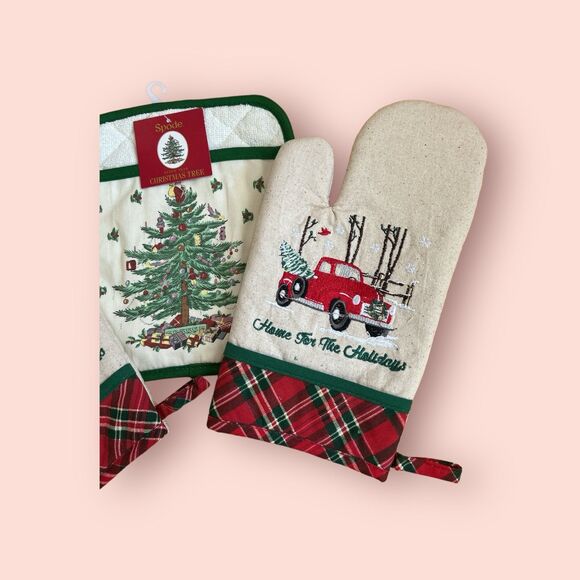 Spode Christmas Tree Oven Mitts Towels Bundle NEW - Picture 5 of 5